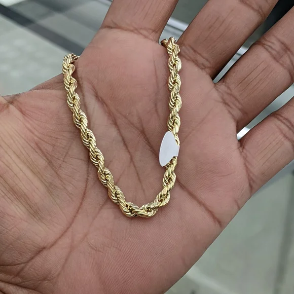 14kt Real Gold Rope Bracelet 5mm 8 Inch - Picture 7 of 9